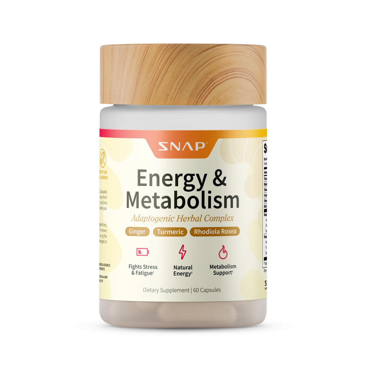 Snap Supplements Energie Métabolisme capsules: soutien d'énergie naturelle au quotidien.