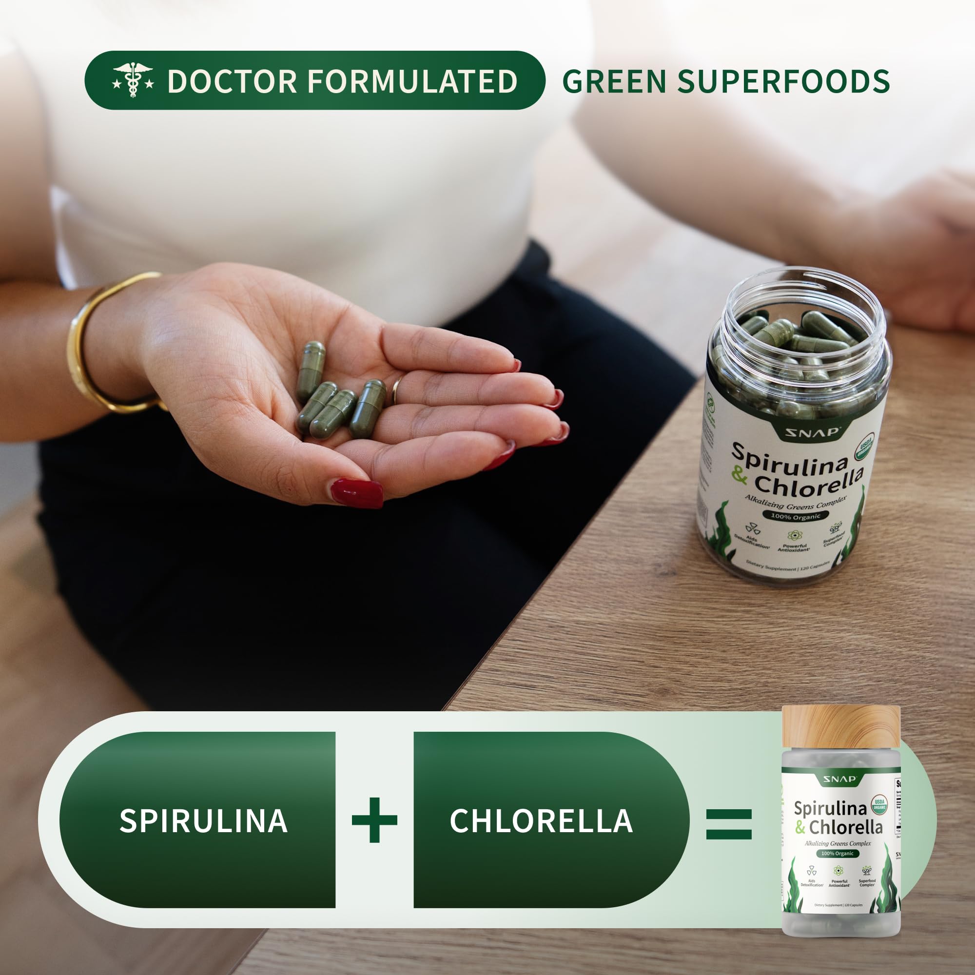 Énergie quotidienne potentielle grâce à Snap Supplements Spiruline et Chlorelle dans votre quotidien.
