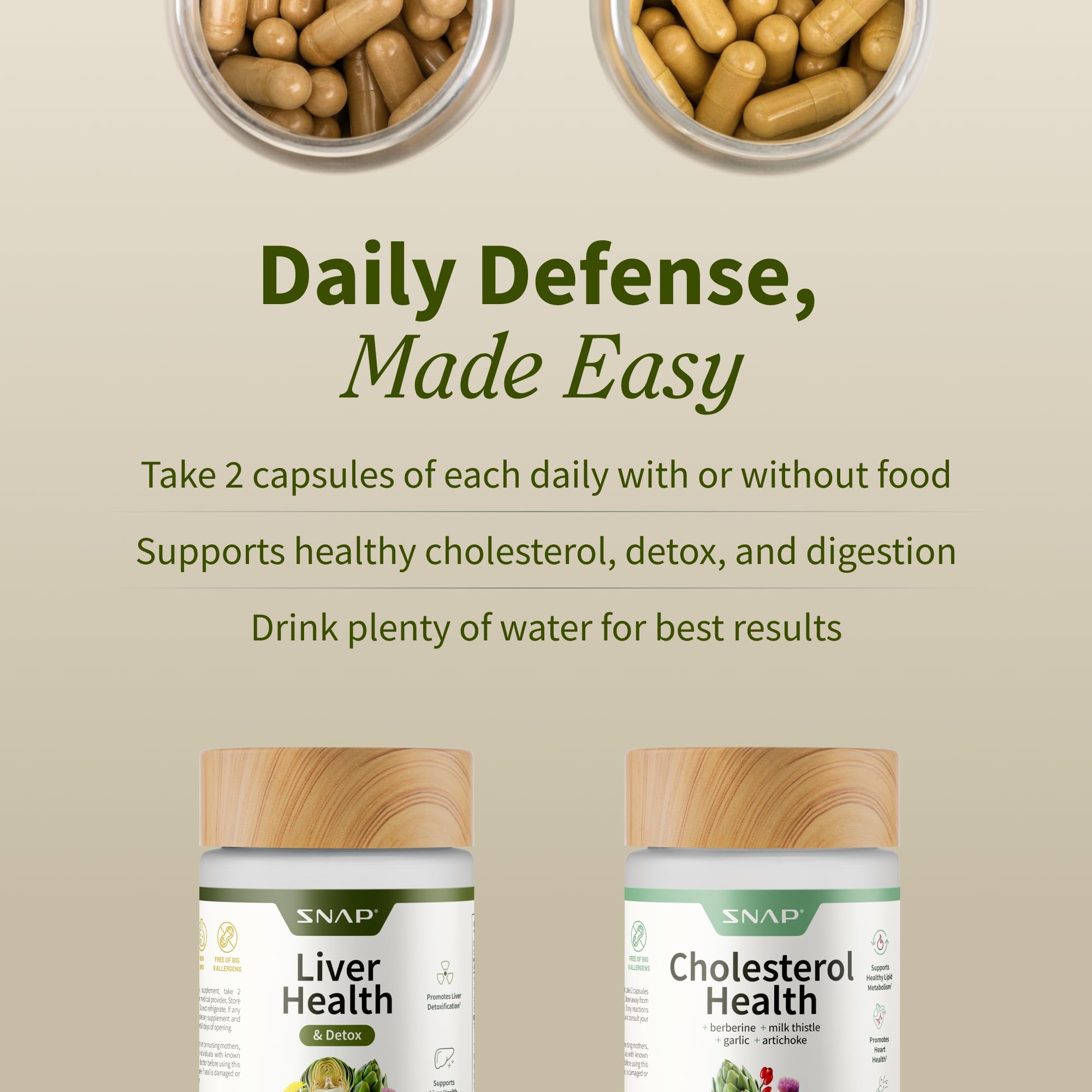 Snap Supplements Extrait de pissenlit—capsules, soutien digestif et détox hépatique.