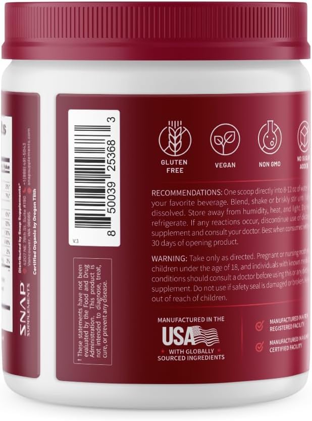 Snap Supplements Heart Beet – usage quotidien rapide dans eau ou smoothie