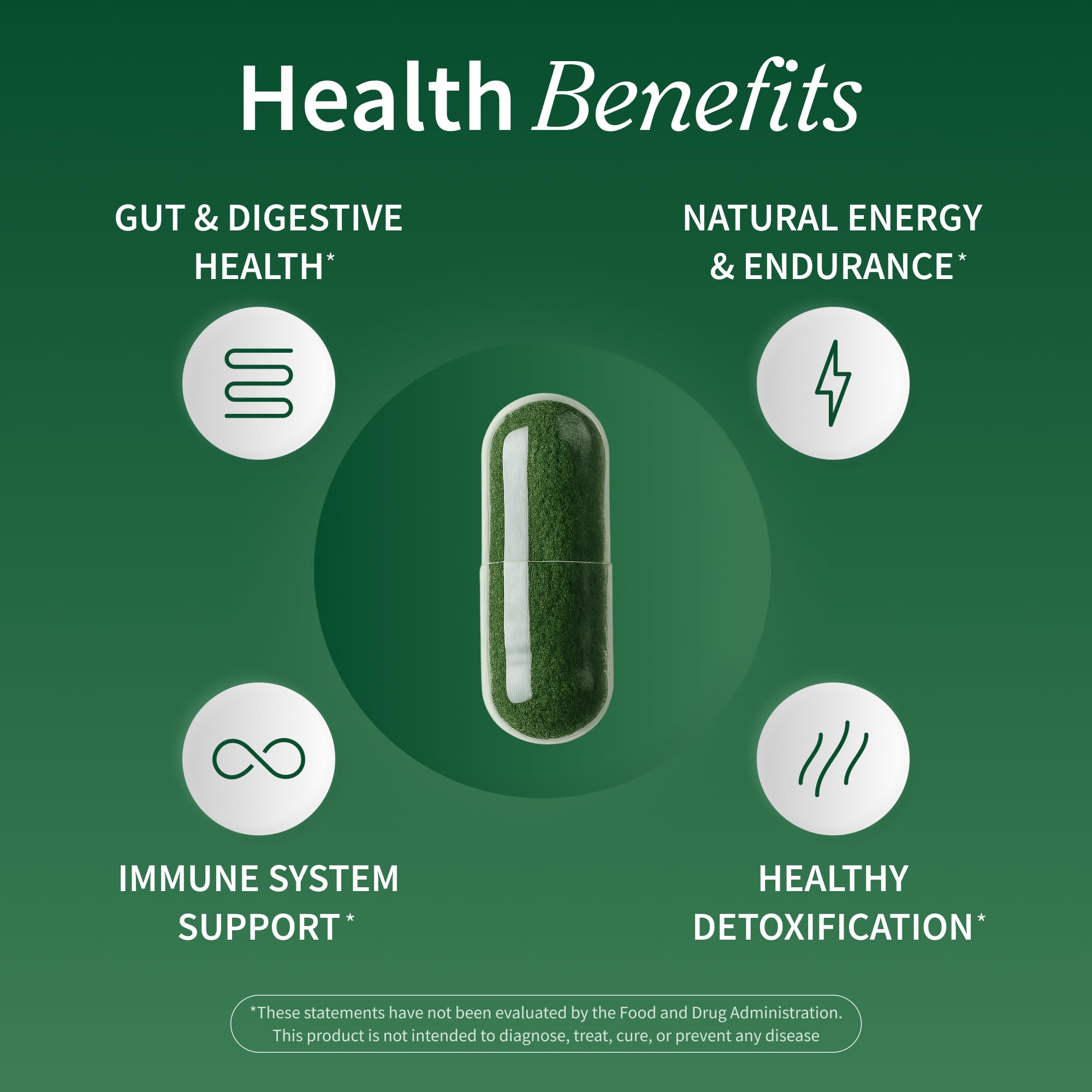 Ingrédients clés de Snap Supplements Spiruline et Chlorelle pour un profil nutritionnel.