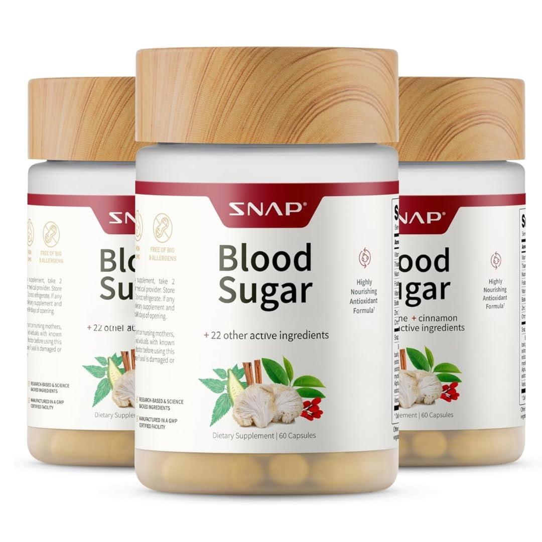 Snap Supplements Mélange Glycémie – bouteille pratique pour la routine quotidienne.