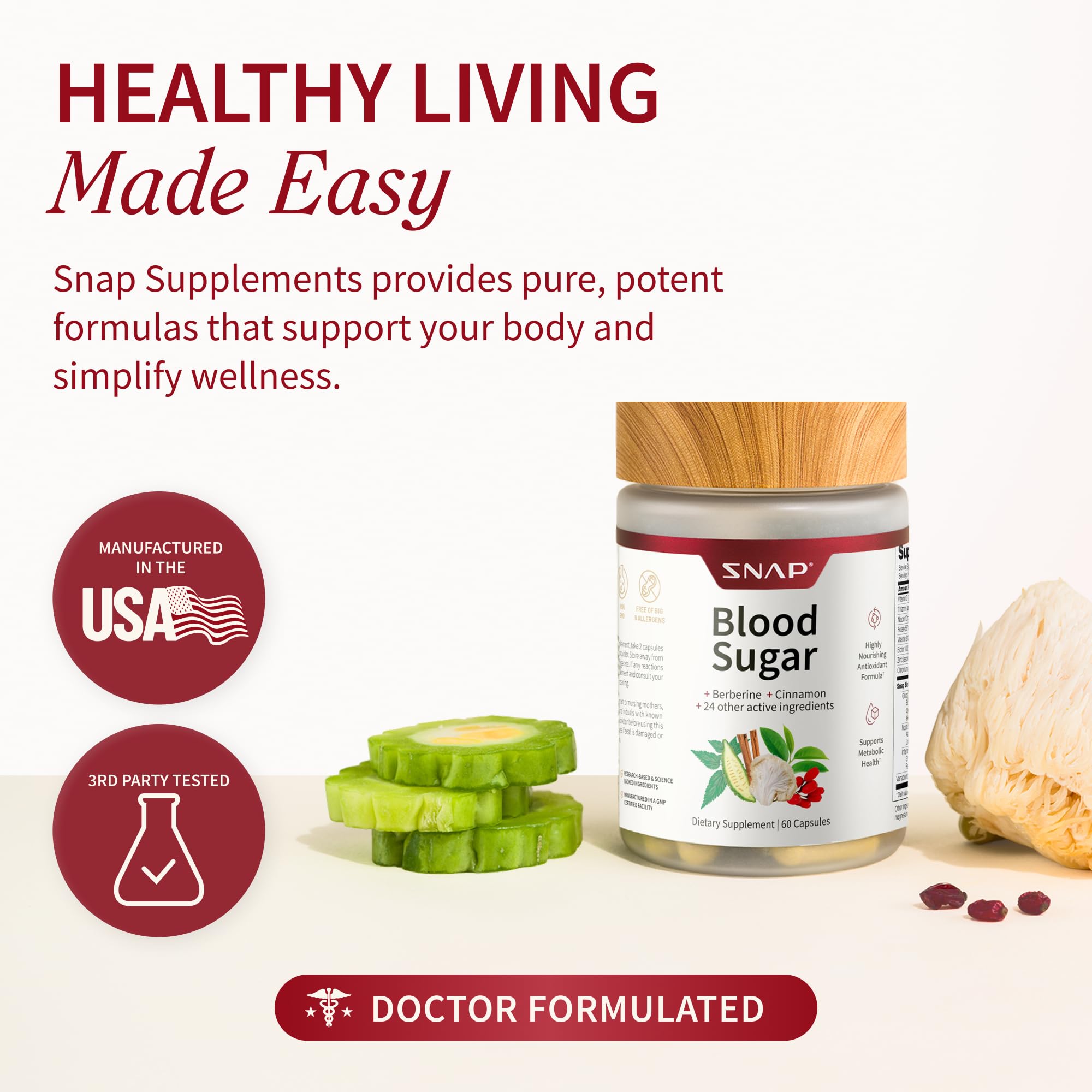 Snap Supplements Melon amer – capsules, goût distinct et usage quotidien.