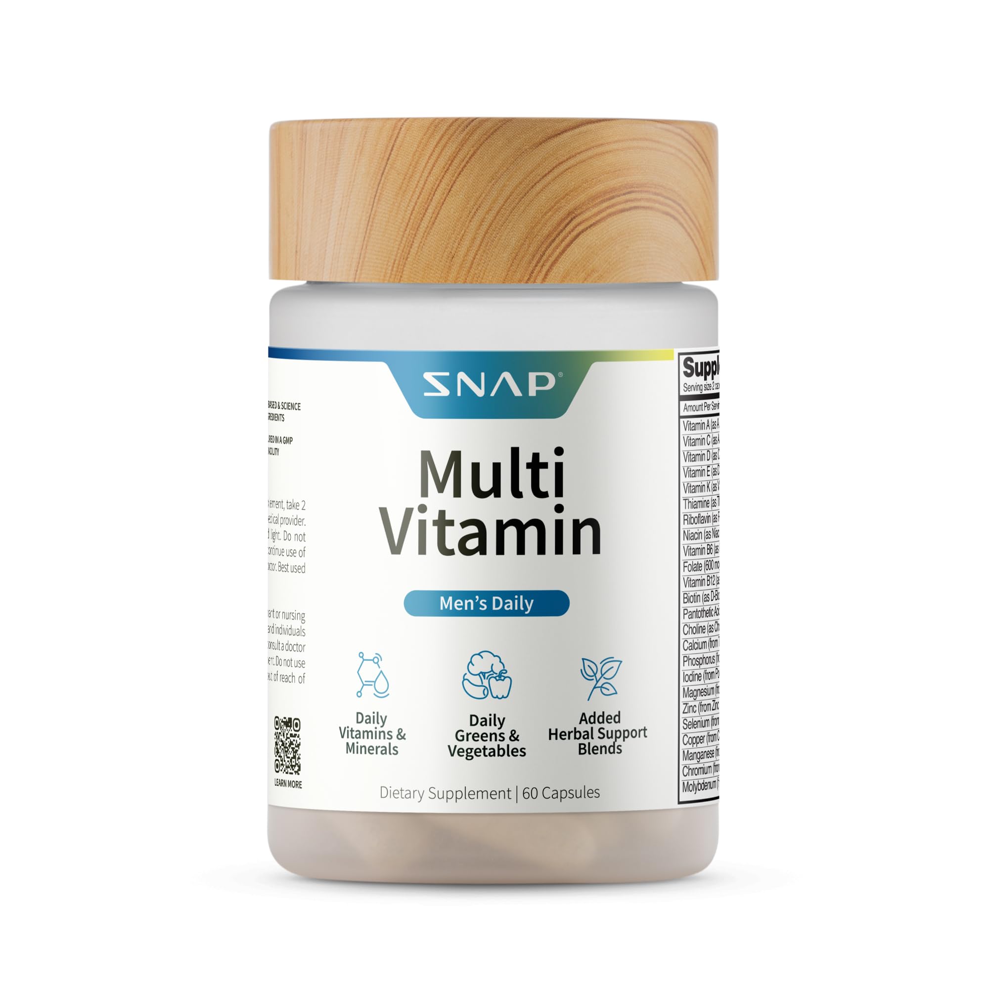 Snap Supplements Multivitamines Homme – bouteille visible et energie potentielle