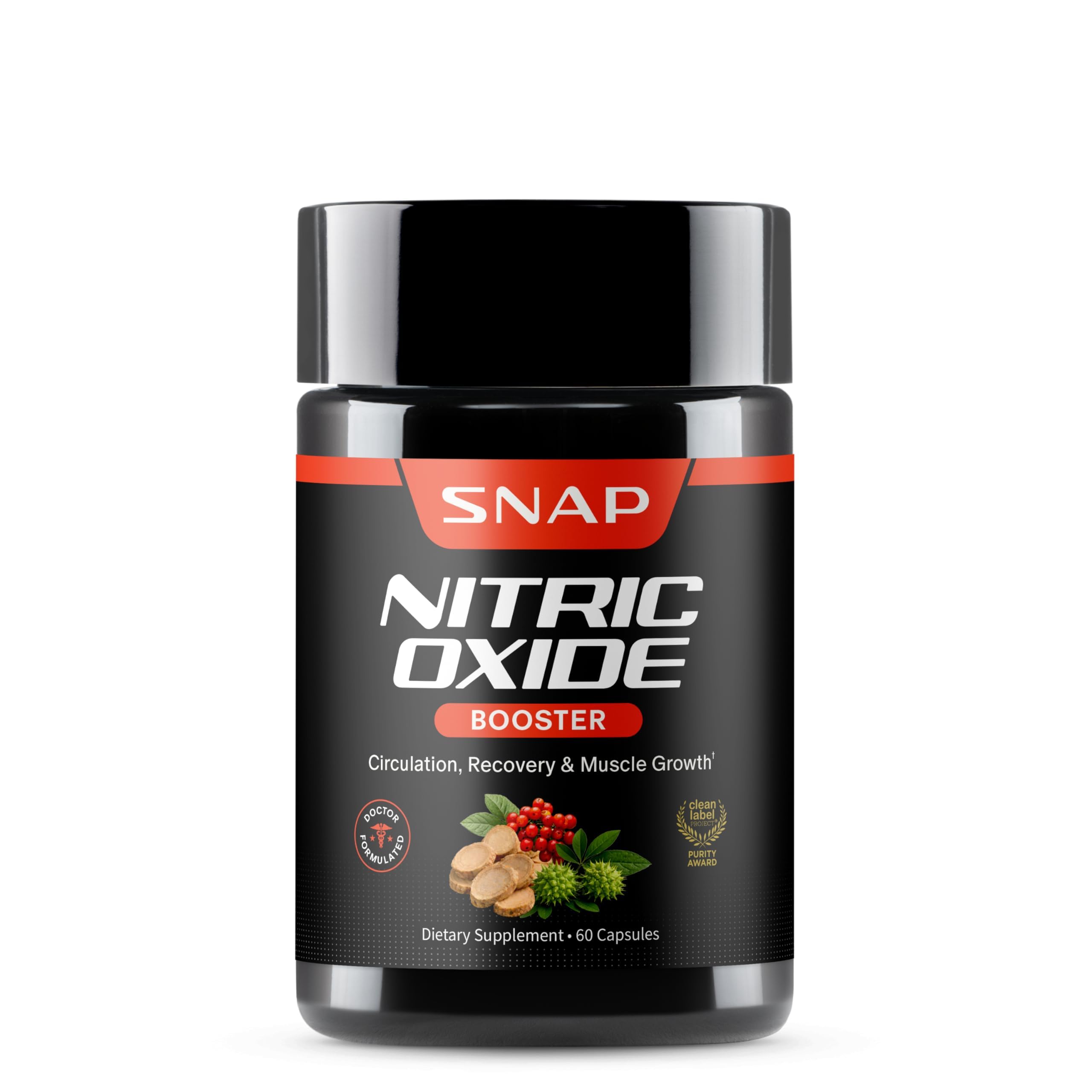 Snap Supplements oxyde nitrique en bouteille pour énergie naturelle.