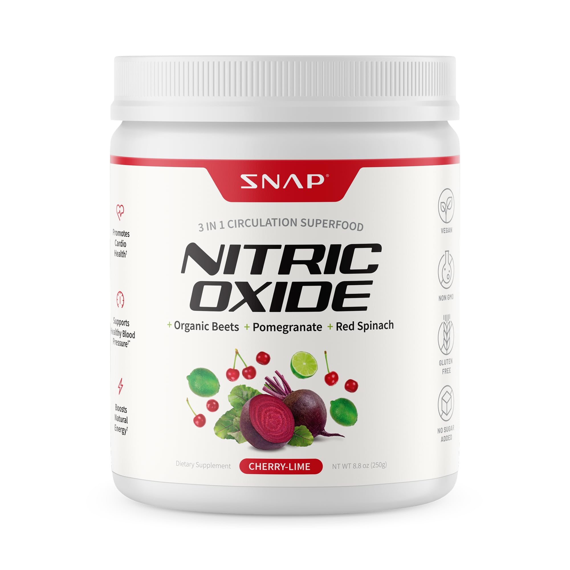 Snap Supplements Poudre Betterave – bouteille, énergie naturelle après l'effort.