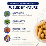 Snap Supplements Prostate Health – étiquette en gros plan, détails des ingrédients et objectifs.