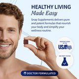 Moment de consommation sans eau avec Snap Supplements Prostate lors de déplacements.