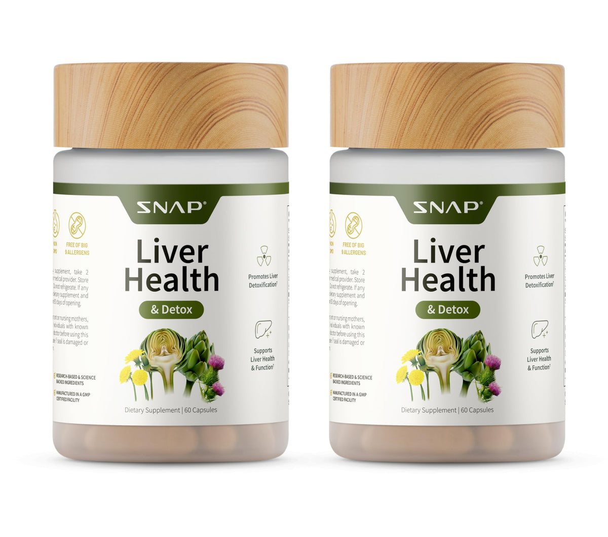 Snap Supplements Santé foie détox: bouteille prête à l'emploi.