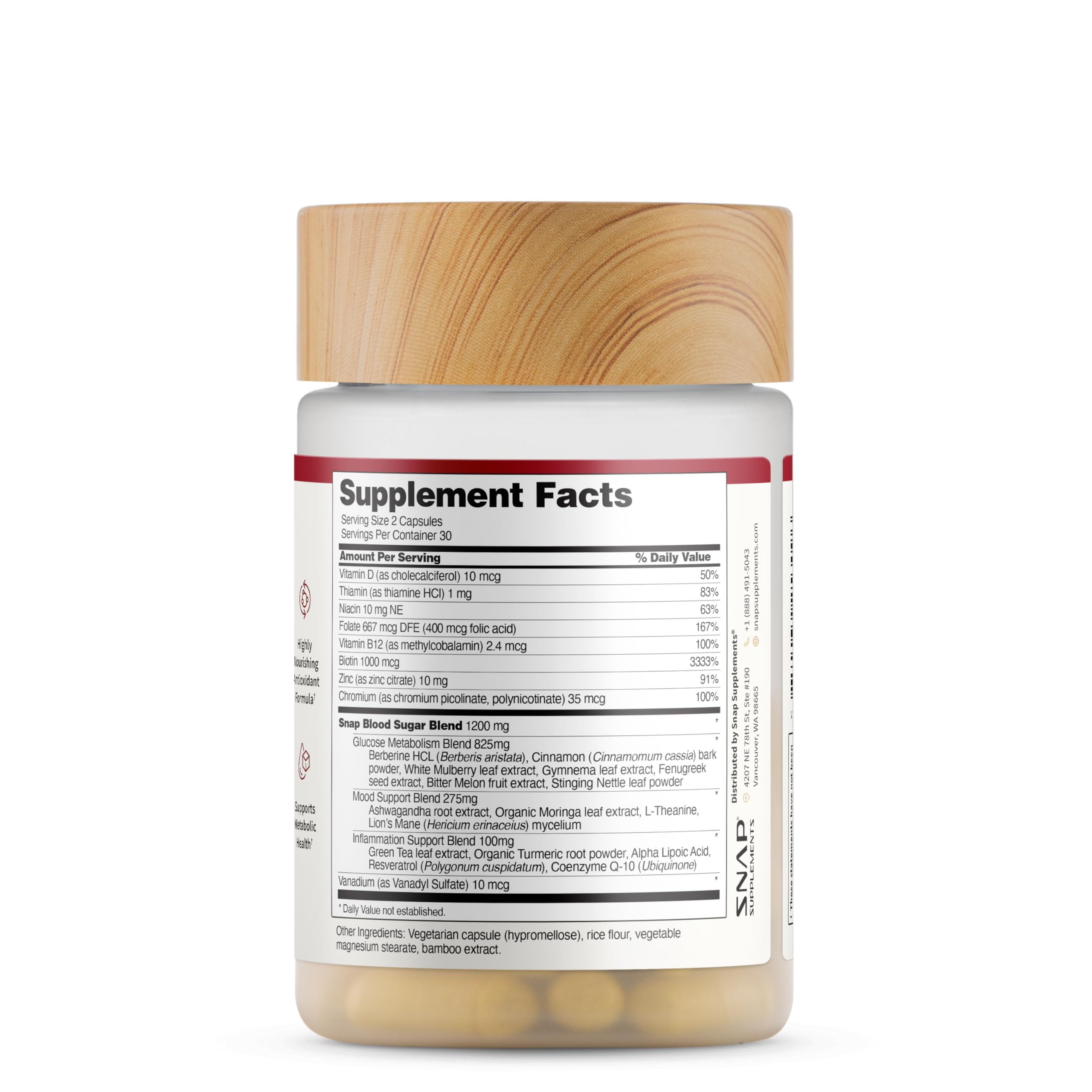 Snap Supplements Santé métabolique – capsules, routine simple et efficace.
