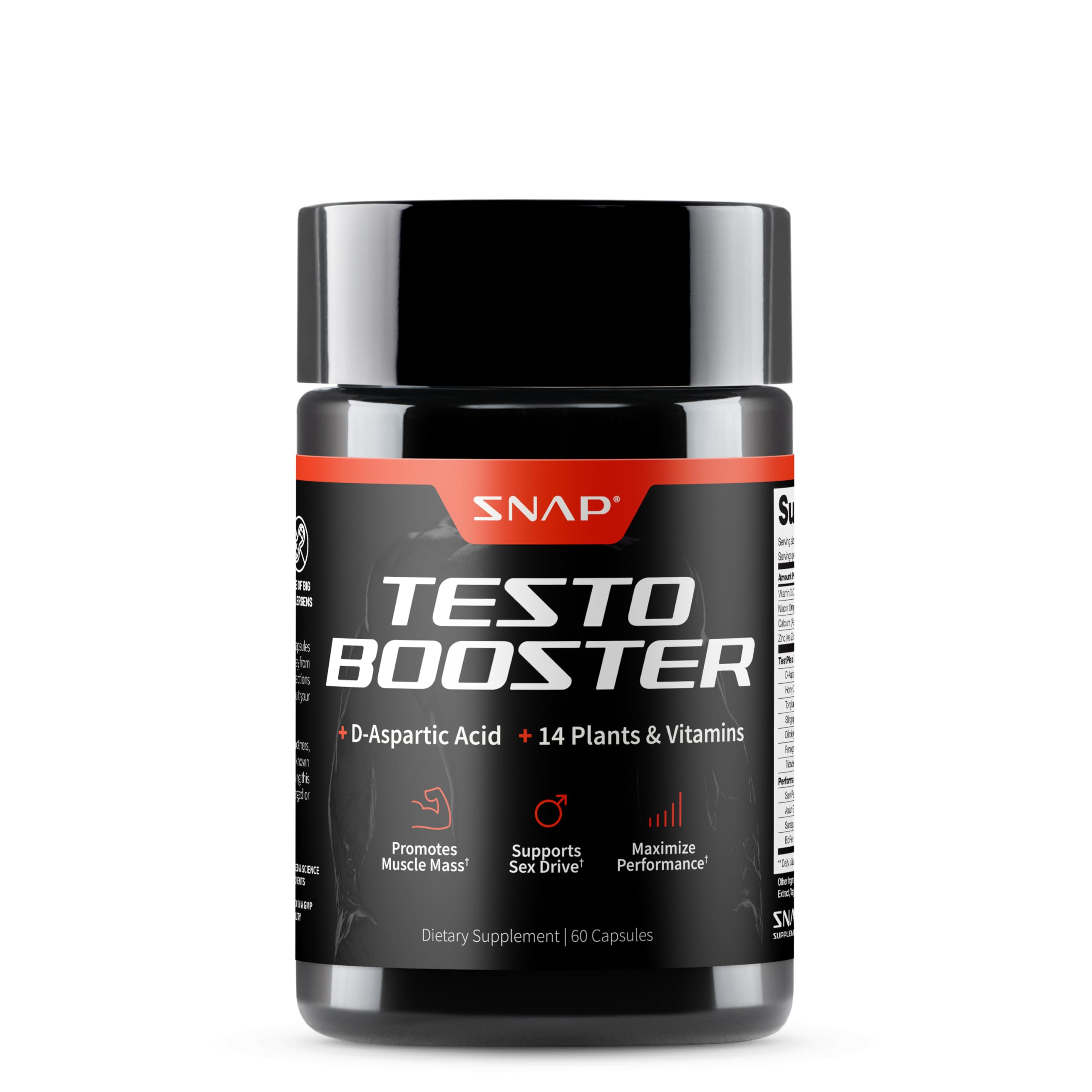 Snap Supplements Testo Booster – la bouteille visible et énergie naturelle au quotidien.