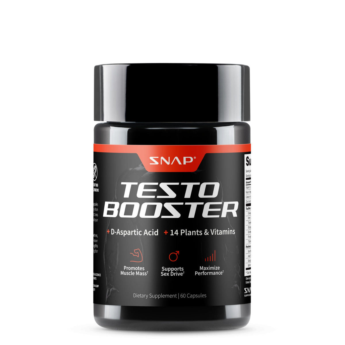 Snap Supplements Testo Booster – la bouteille visible et énergie naturelle au quotidien.
