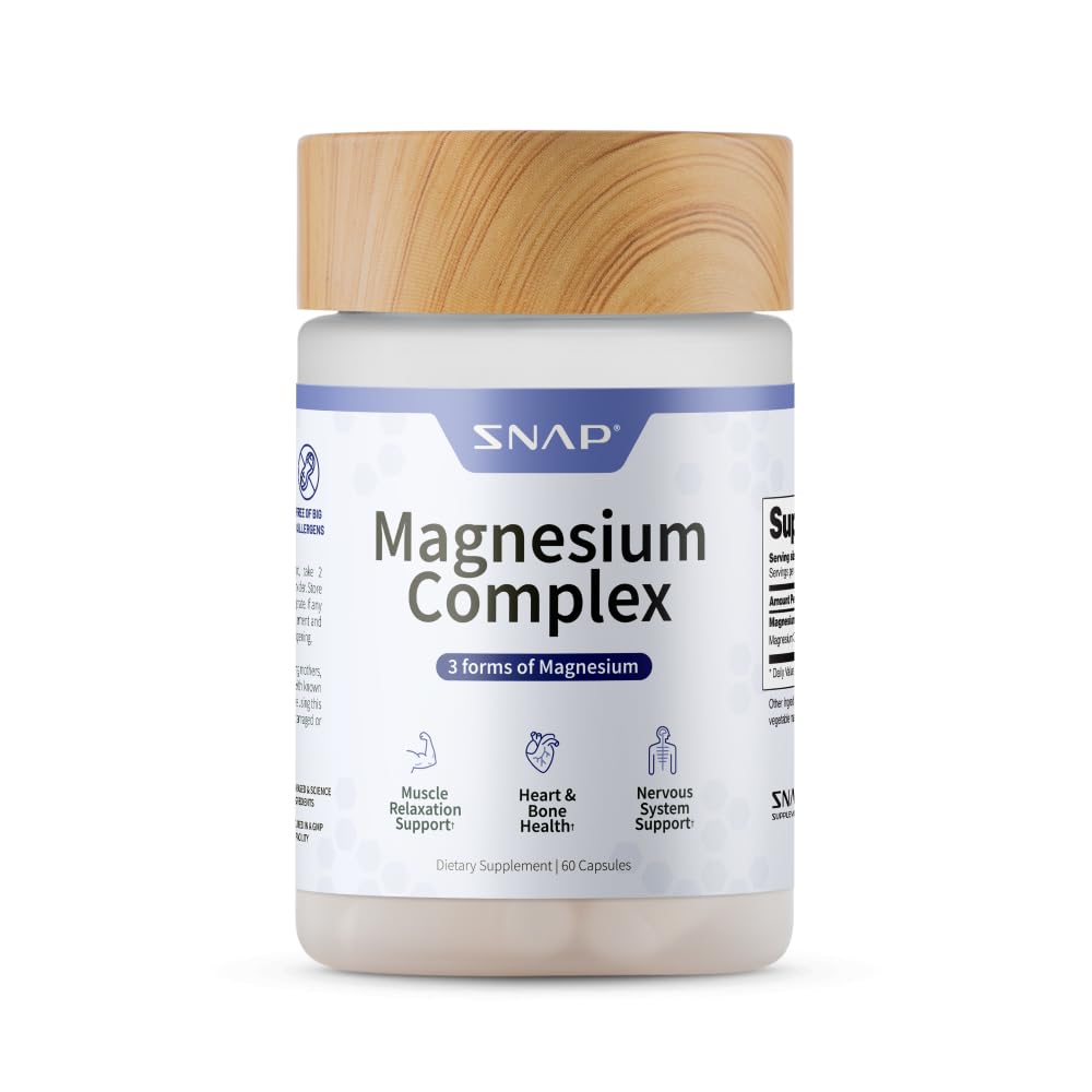 Snap Supplements Triple Magnesium Bouteille montre le flacon pratique pour une prise quotidienne