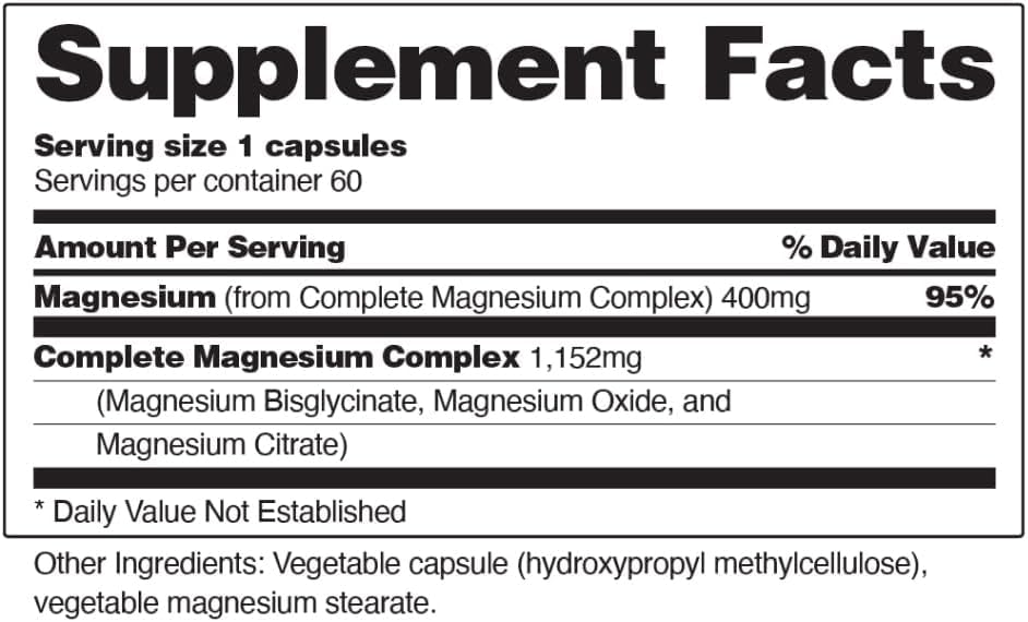 Snap Supplements Triple Magnesium Nuit-Relaxation suggère un soutien nocturne potentiel