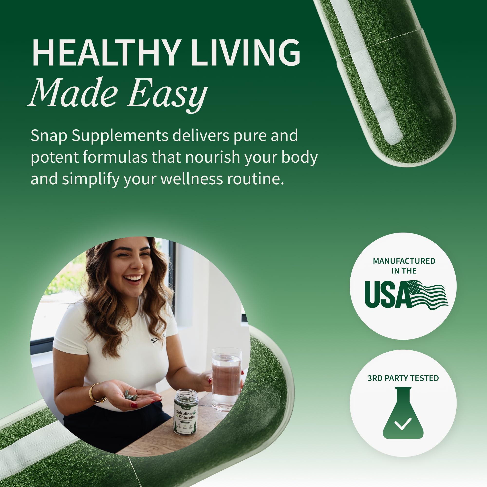 Usine certifiée GMP fabriquant Snap Supplements aux États-Unis.