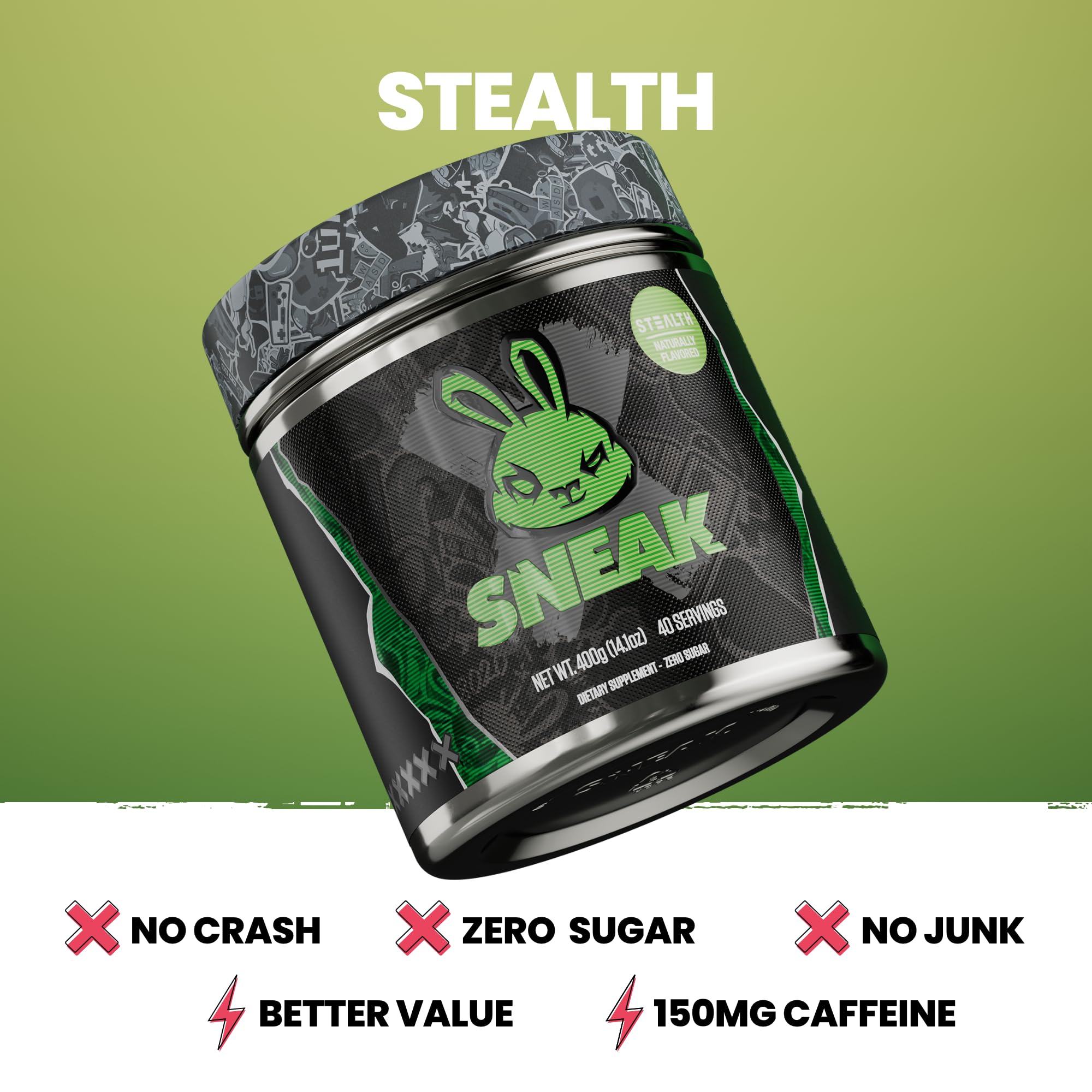 SNEAK Poudre Stealth demi-dose, contrôle personnalisé de votre énergie et focus