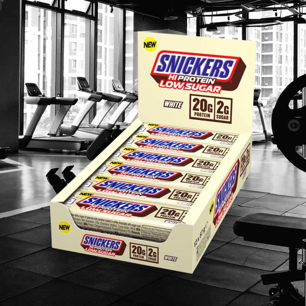 Écrin Snickers emballage 12 barres chocolat blanc, format pratique