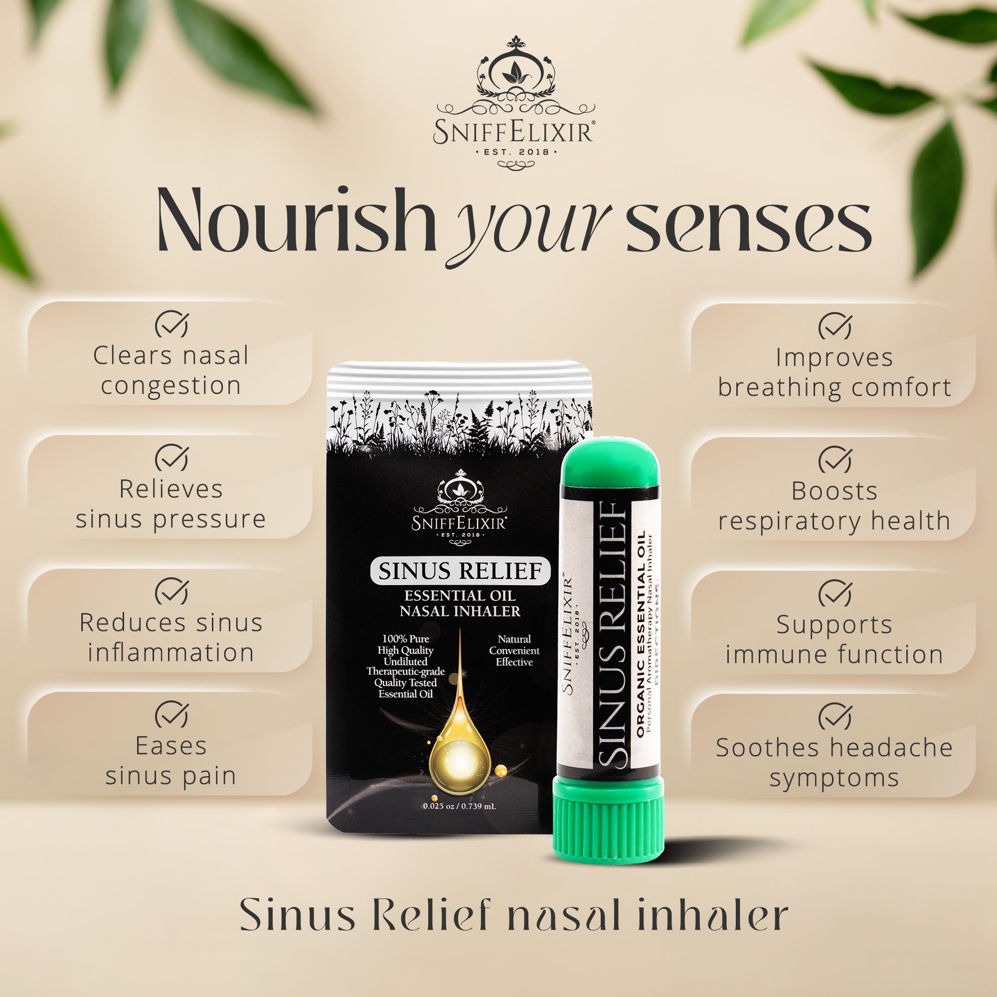 SniffElixir inhalateur nasal cap-fermeture assure une fermeture hermétique et frais durable.