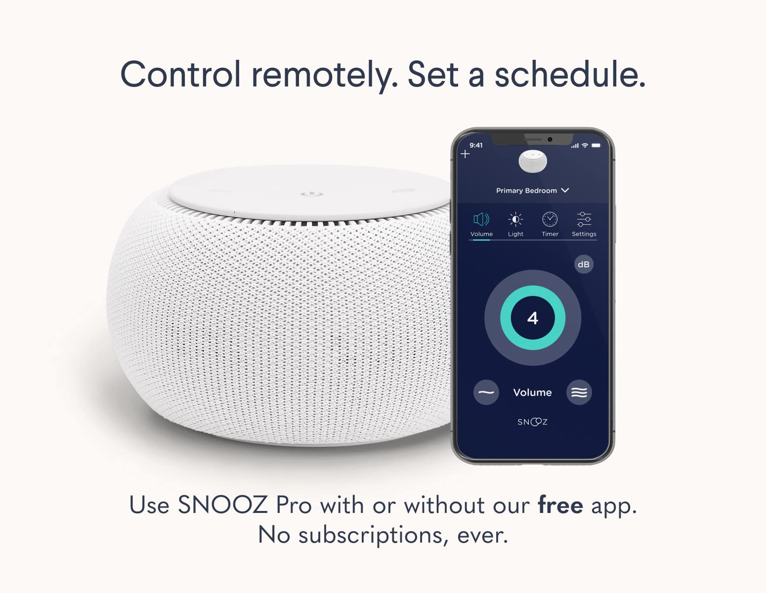 Bruit blanc naturel constant du SNOOZ Pro pour favoriser l’endormissement.