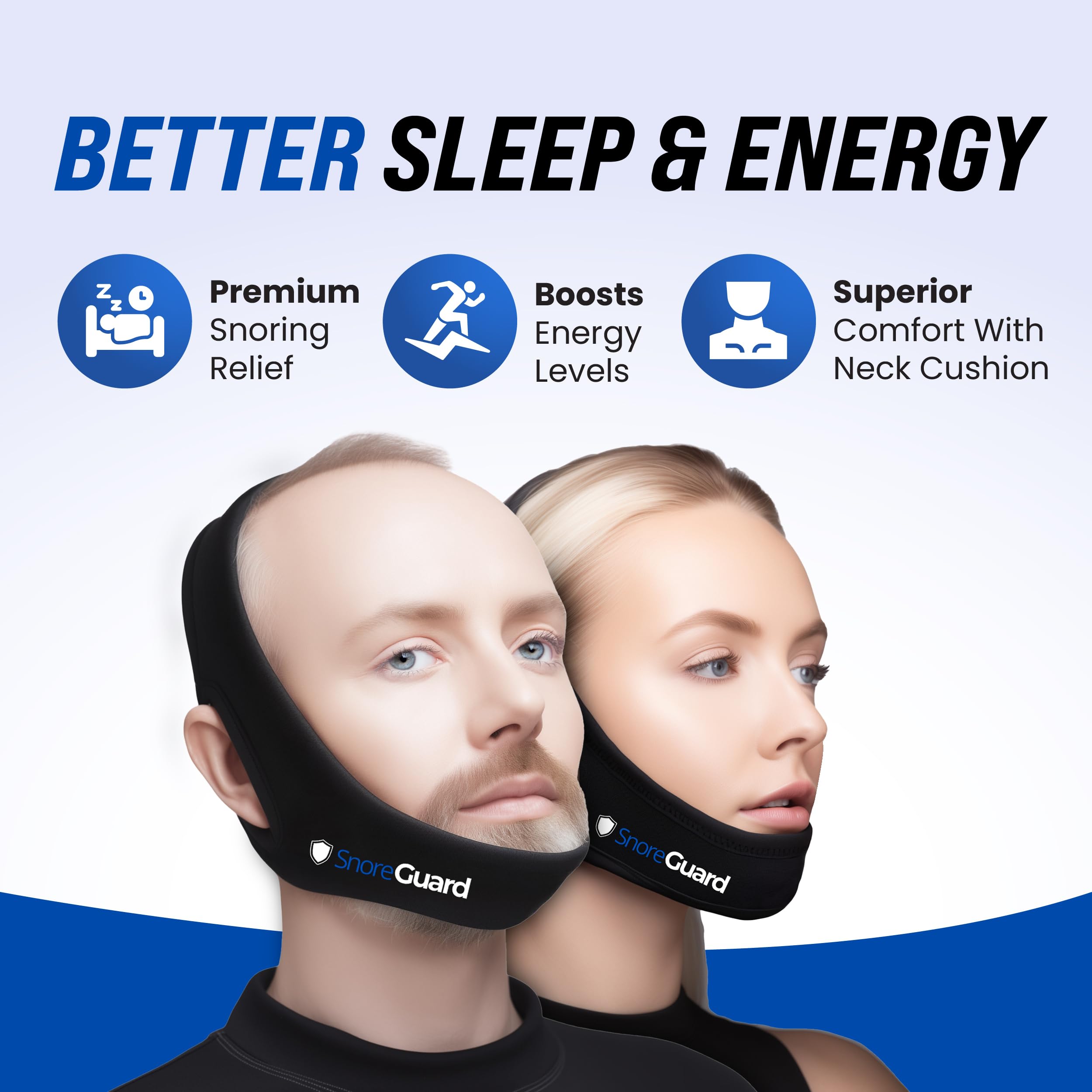 SnoreGuard coussins cou côtés offrant un soutien pour dormeurs sur le côté.