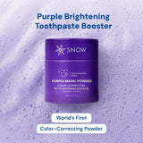 SNOW Poudre Magique Violette - Application dentifrice pour correction couleur.