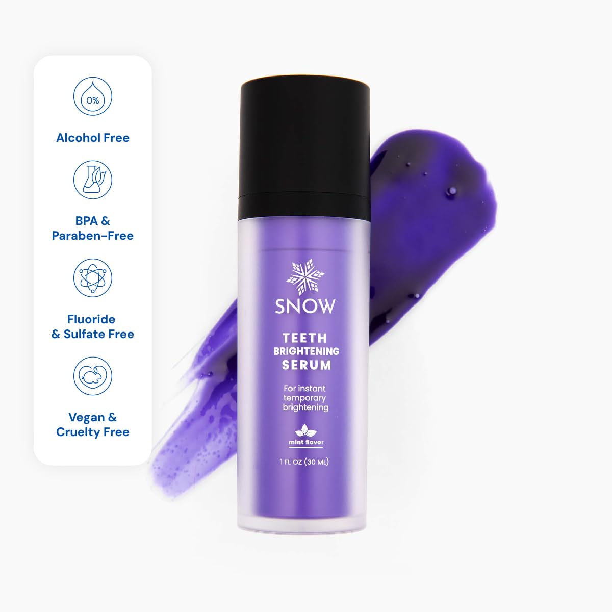 Sérum violet SNOW, tube compact facilitant les retouches rapides en déplacement.