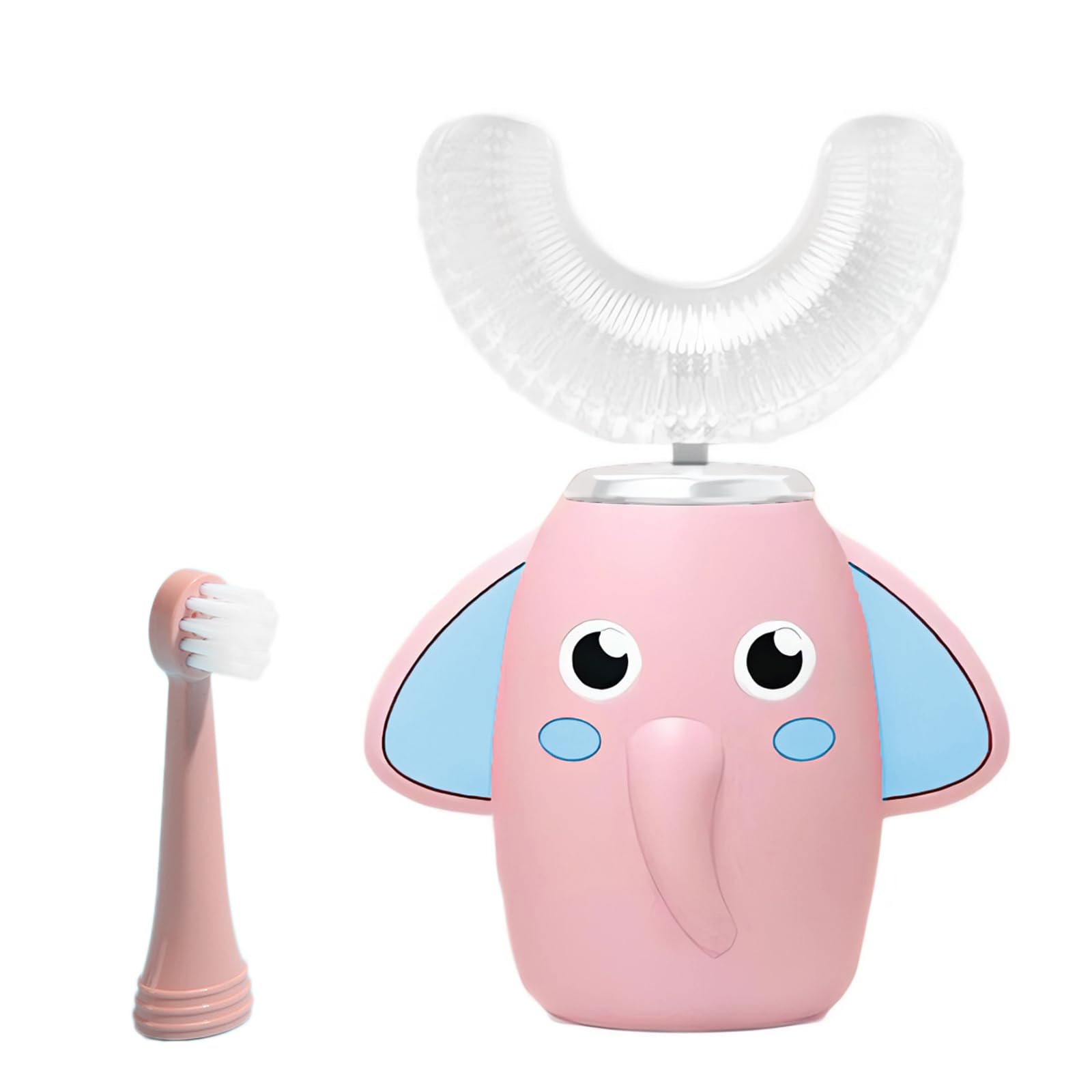 Snowrose brosse-dents enfant u-forme rose pour un nettoyage 360 degrés en douceur.