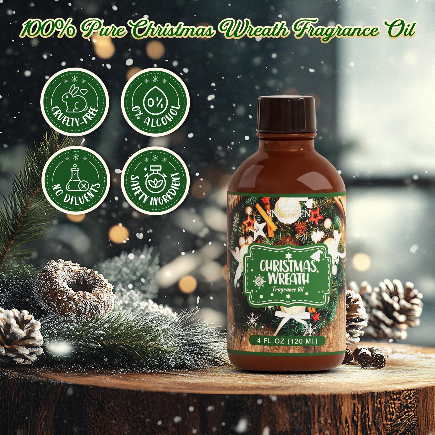 SNOWSEN huile parfum couronne de Noël idéale pour bougies et bricolage maison