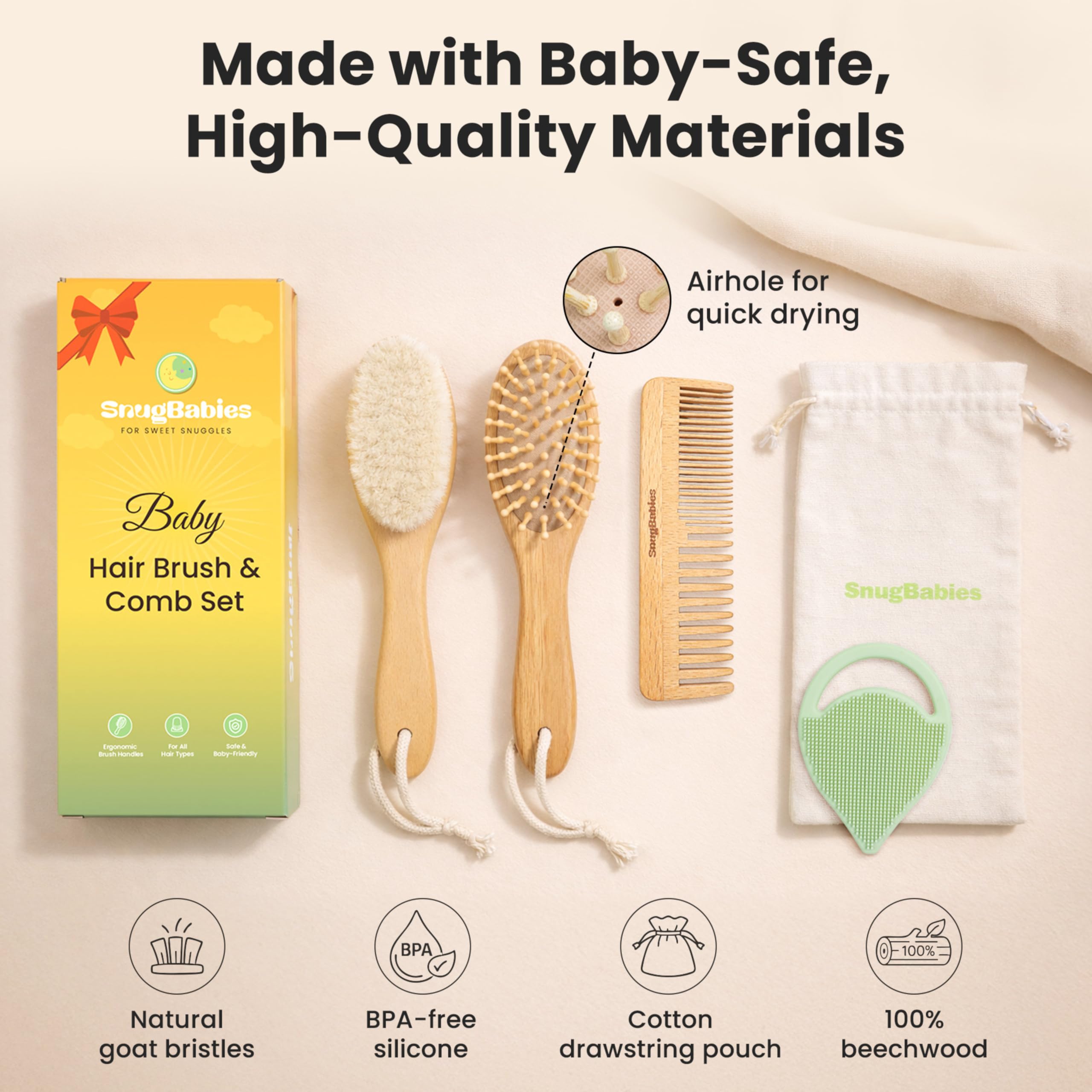 Brosse Snugbabies croûtes de lait en silicone doux pour délier les croûtes.