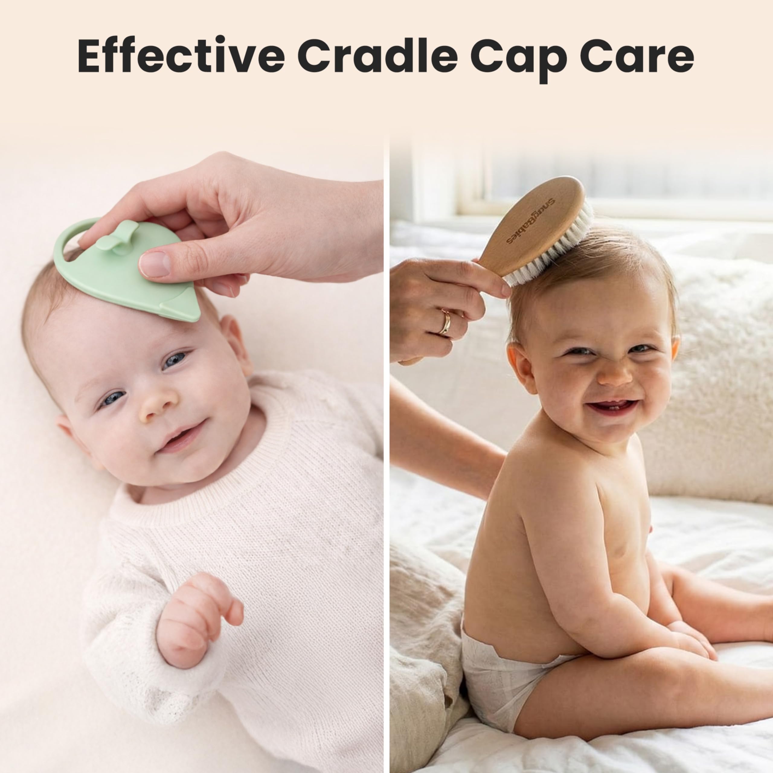 Peigne double-dents Snugbabies pour démêler sans tirer les cheveux délicats.