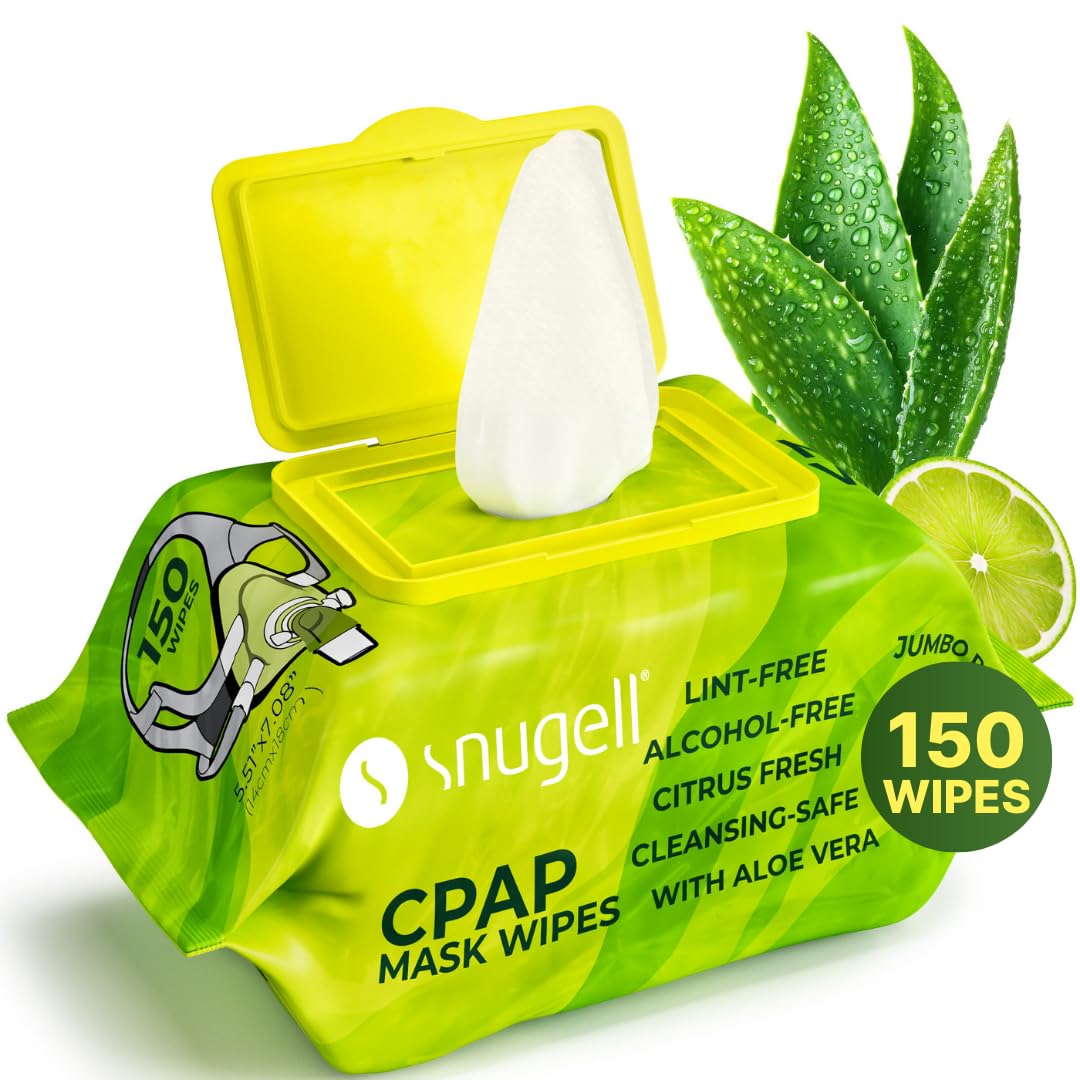 Lingettes Snugell pour nettoyer le masque CPAP en coton doux.