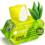 Lingettes Snugell pour nettoyer le masque CPAP en coton doux.