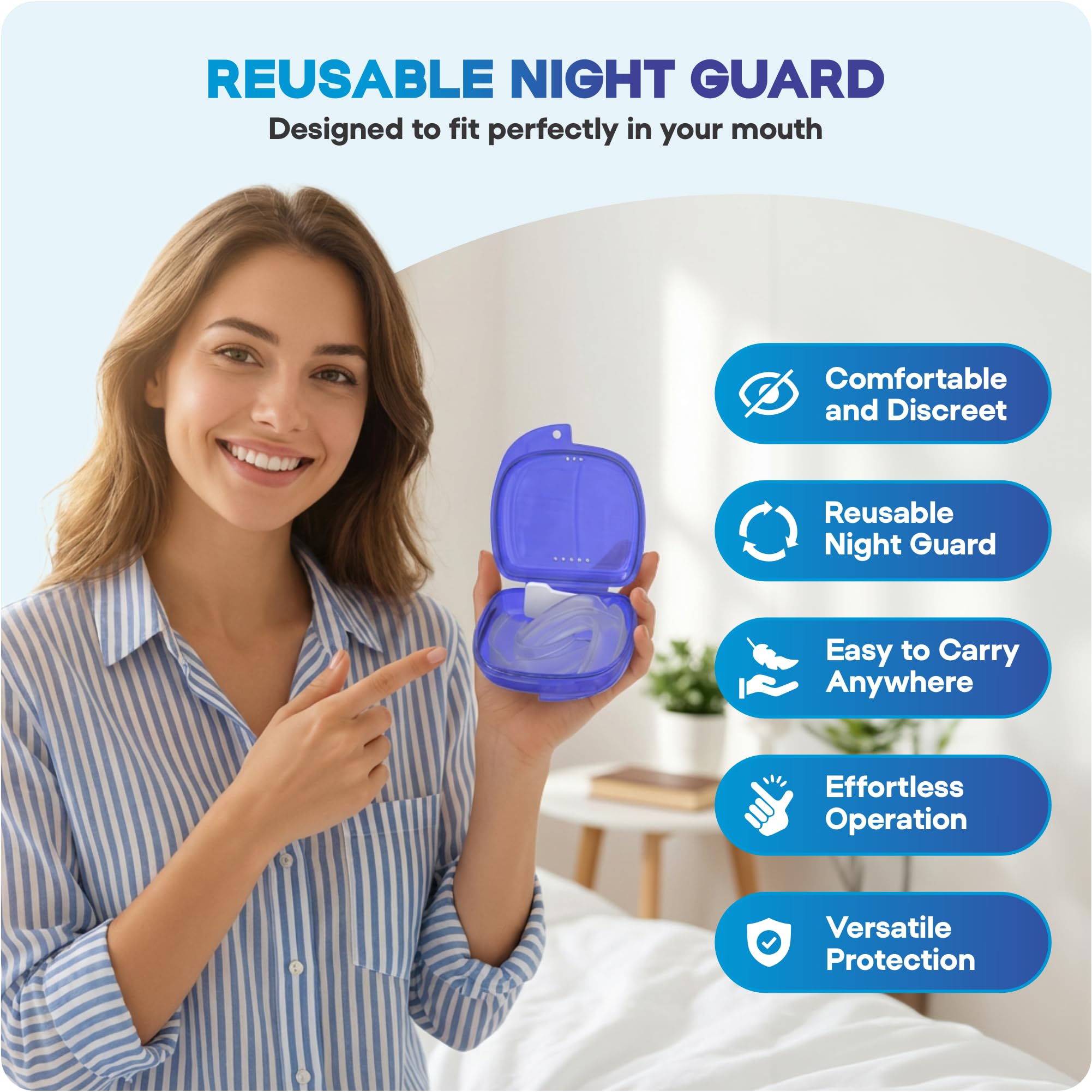 Garde-dentale Snugseal, ajustement thermoformable pour toutes les mâchoires.