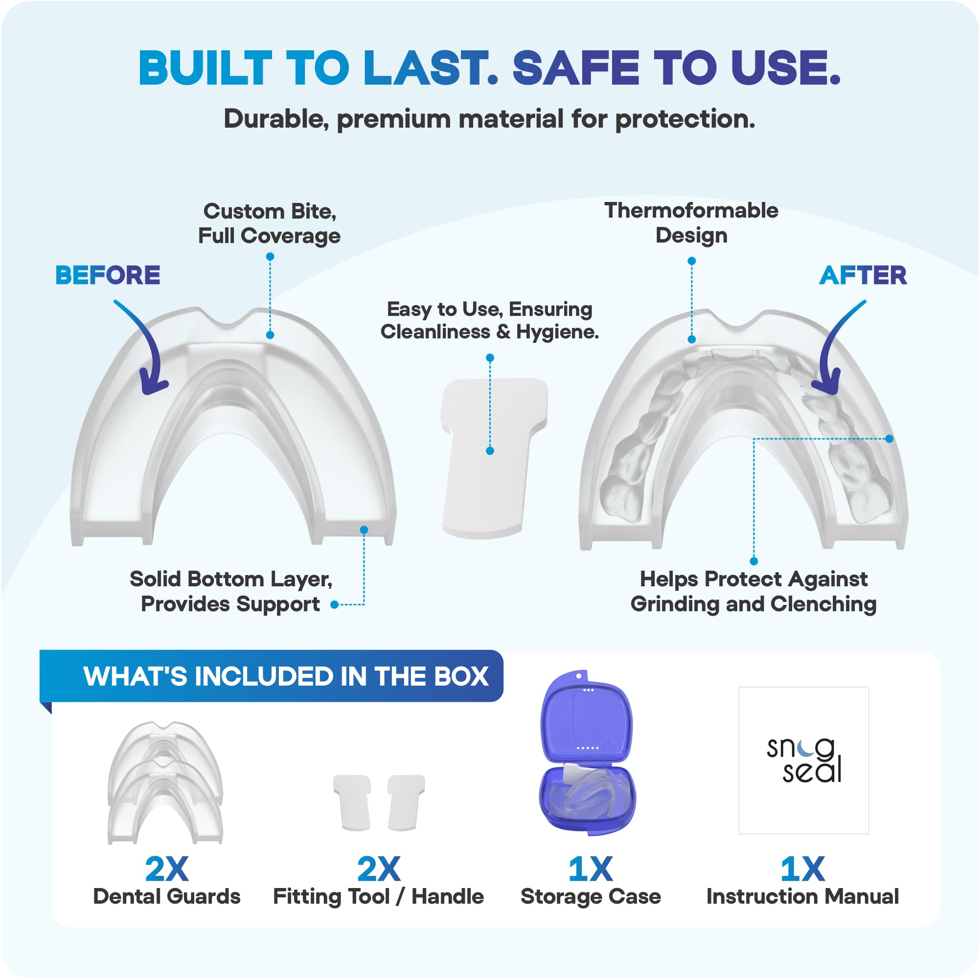 Garde-dentale Snugseal, confort discret pour le sommeil.