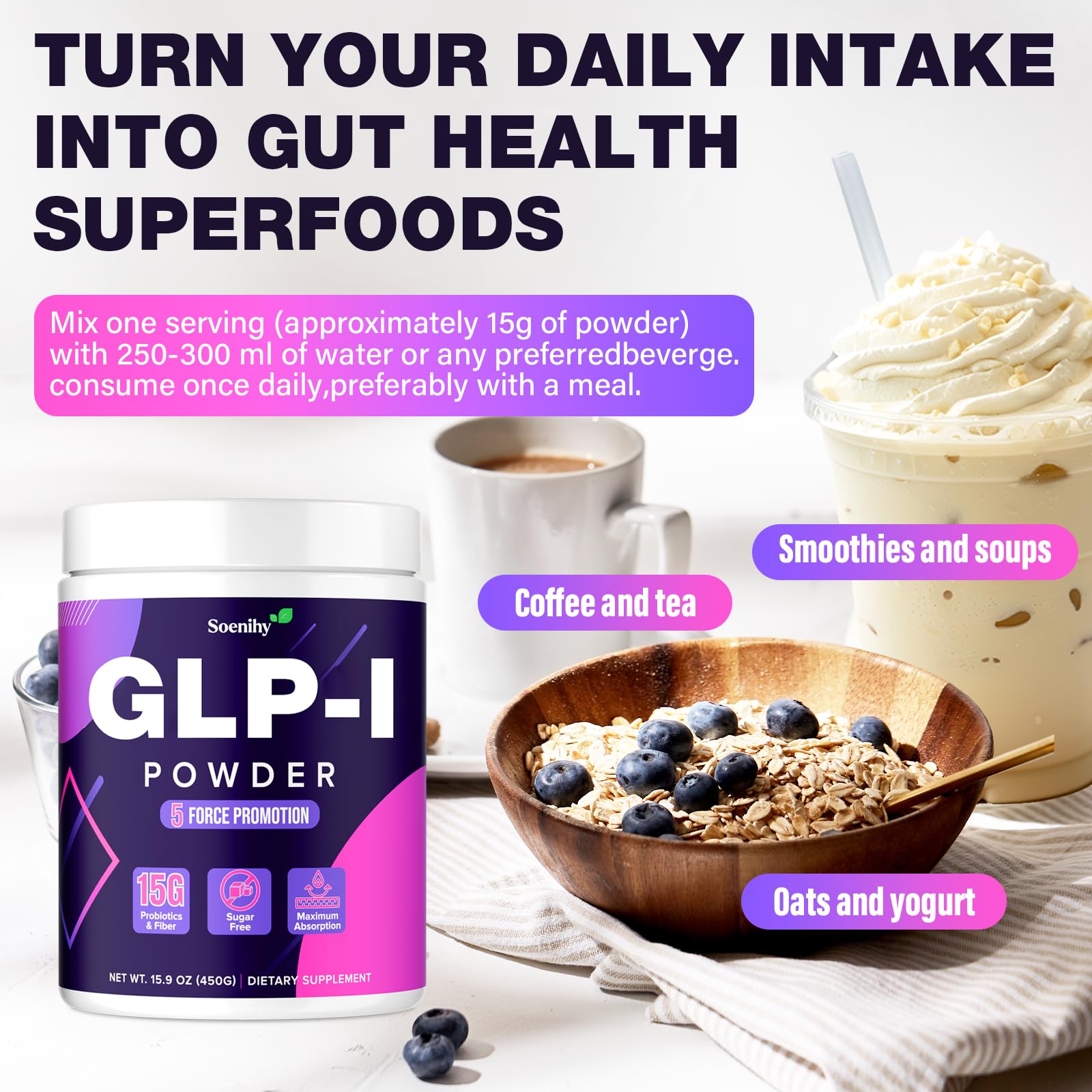 Soenihy GLP-1 – probiotiques 50 milliards, soutient potentiel à la flore