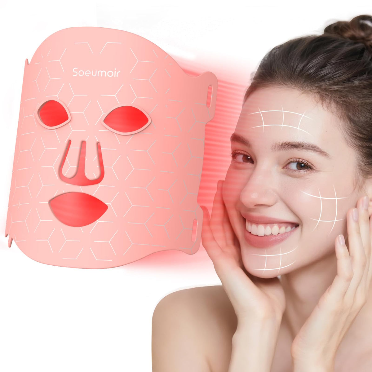 Soeumoir masque LED 7 couleurs sur le visage pour un rituel à domicile