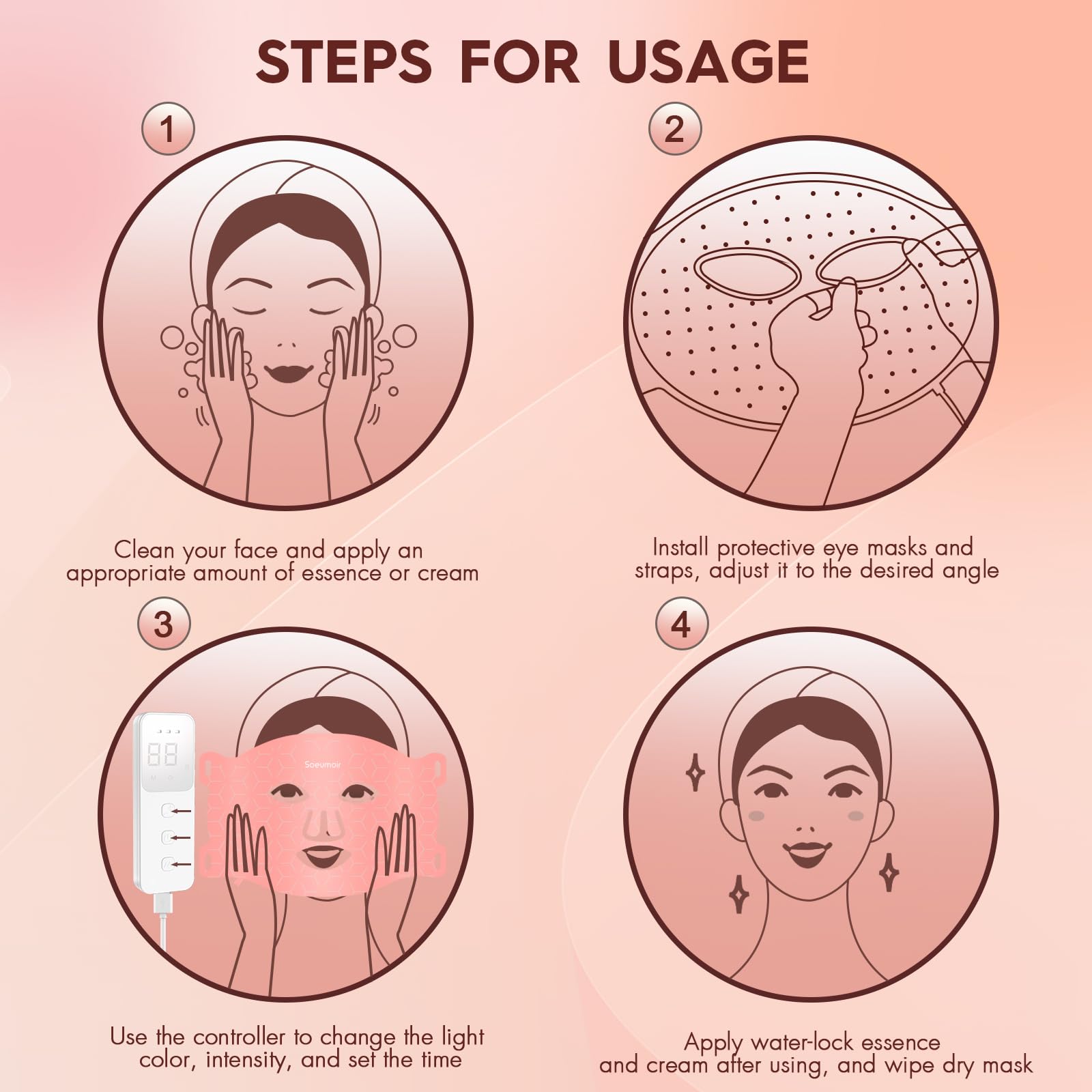 Soeumoir utilisation à domicile pour soin du visage pratique