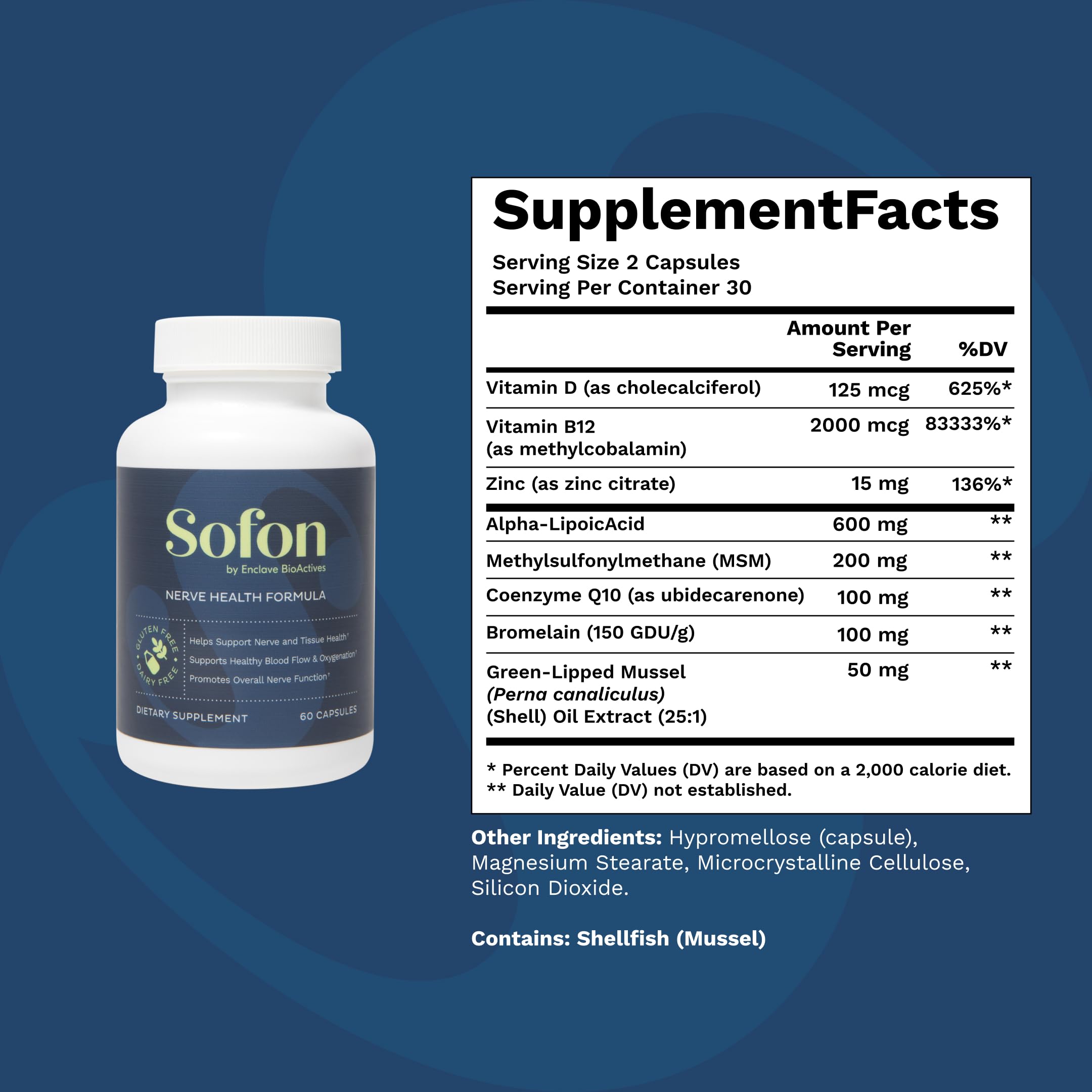 Sofon vitamine D, B12 et zinc pour les nerfs et l'énergie.
