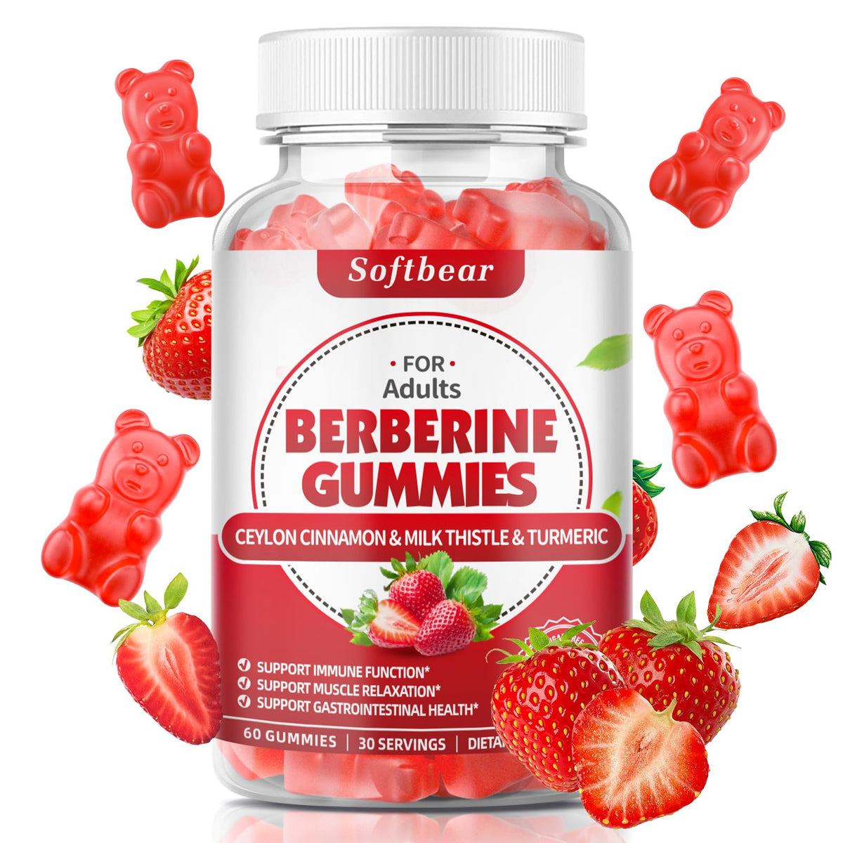 Emballage SoftBear Berberine Cannelle de Ceylan avec gommes appettissantes.