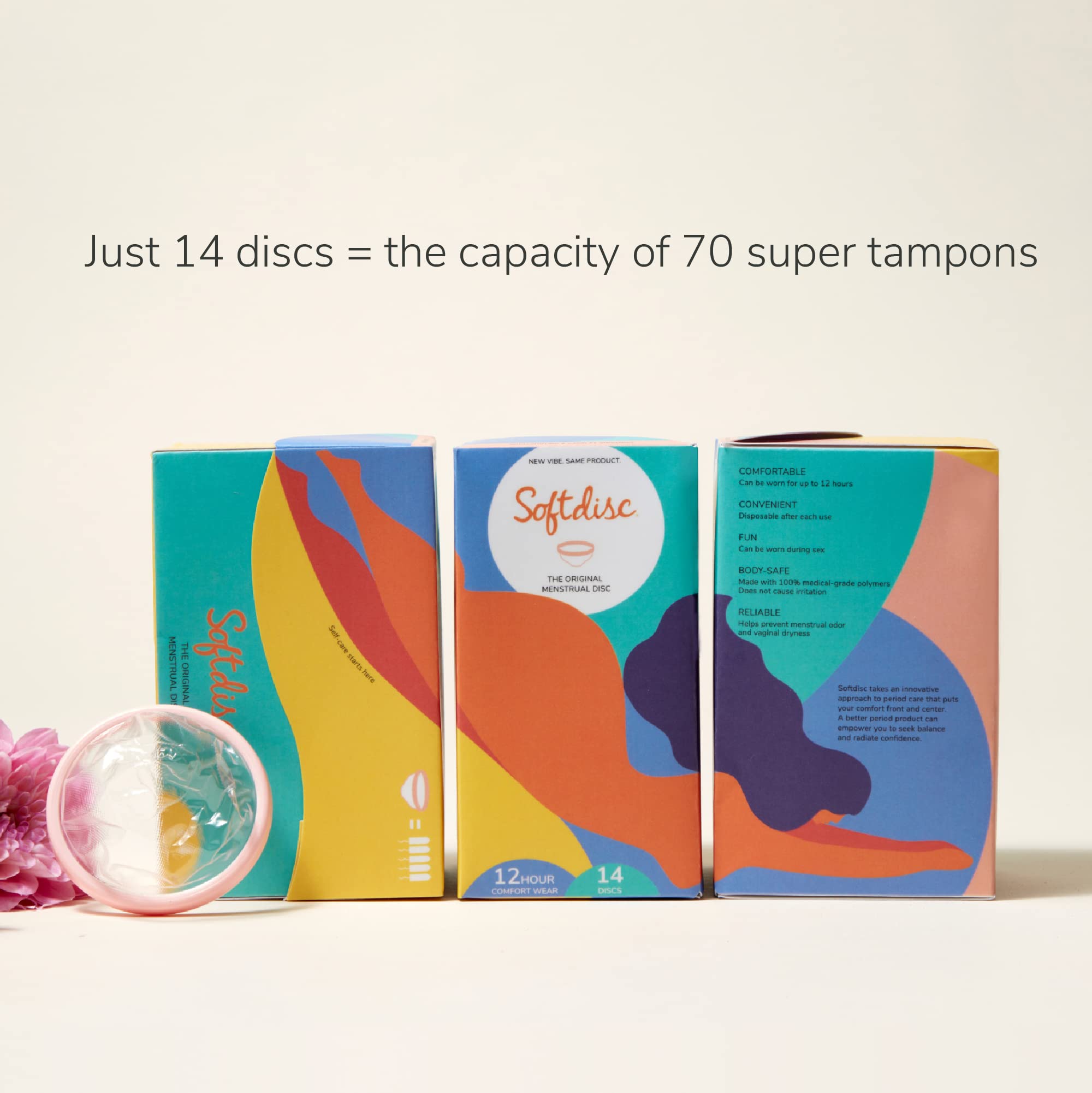 Softdisc hypoallergenique sans BPA ni latex pour peaux sensibles.