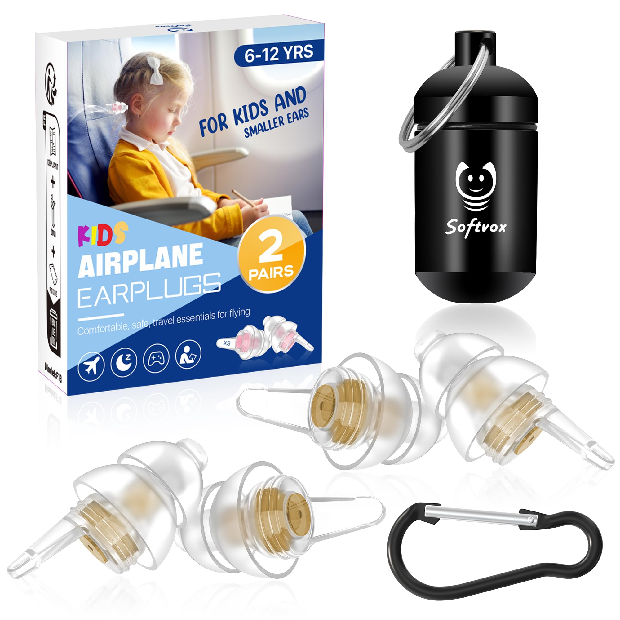 Softvox bouchons d’oreilles pour enfants de petite taille, réduction du bruit sans distorsion.