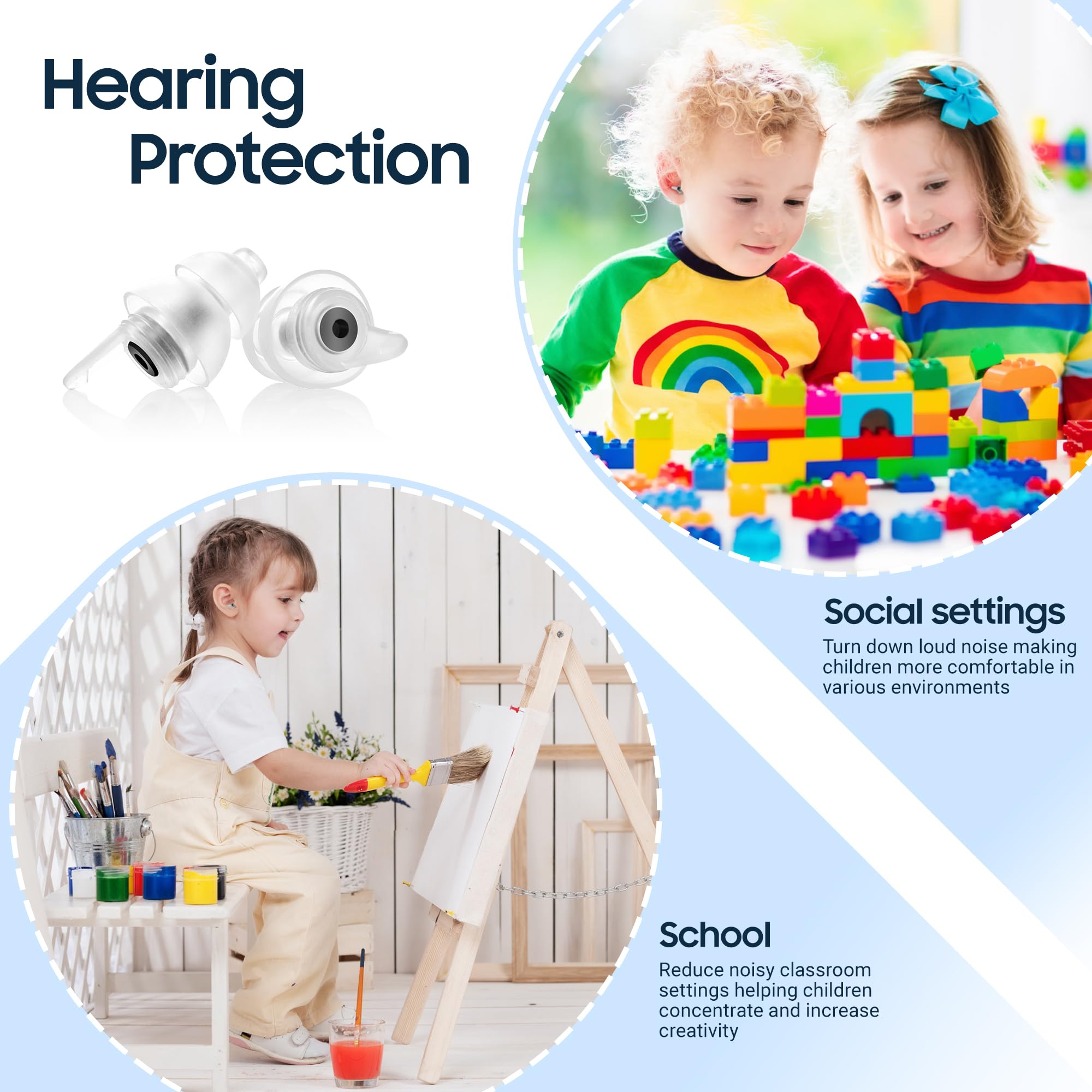 Softvox bouchons d'oreilles enfant réutilisables avec corde silicone pratique.