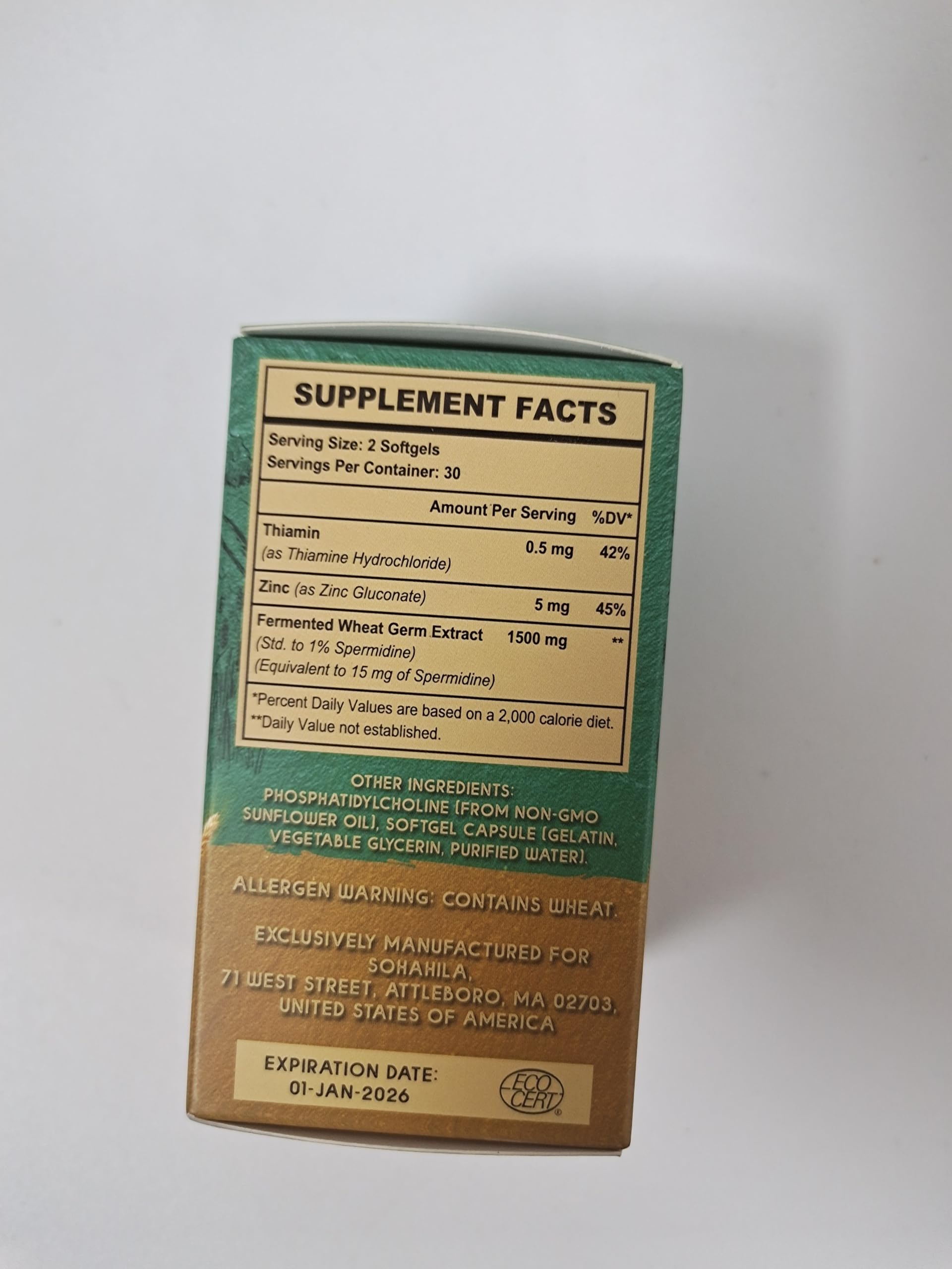Sohahila Spermidine absorption liposomale avancée, meilleure biodisponibilité.
