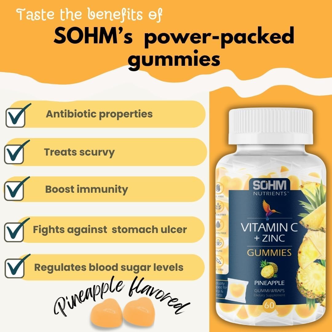 SOHM gommes vitamine C zinc: emballage individuel pratique en déplacement.