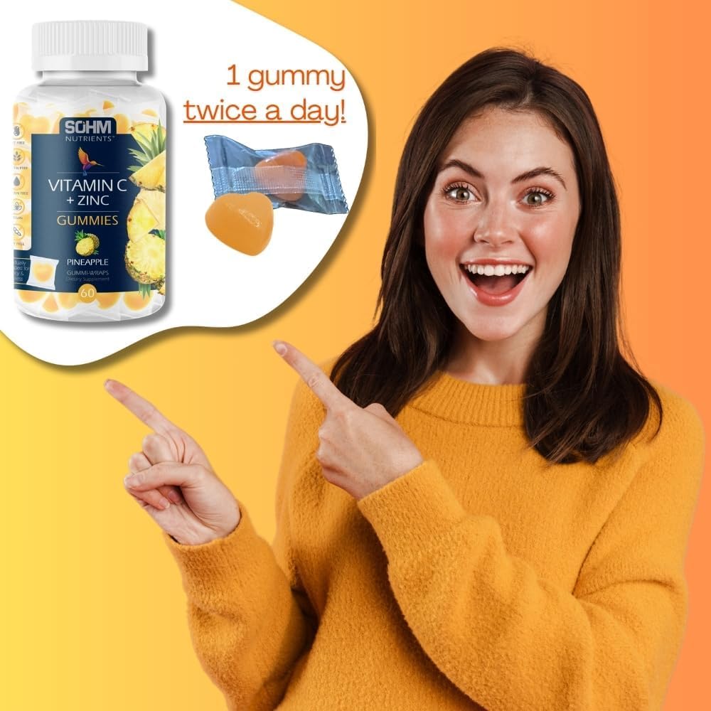 SOHM gommes vitamine C zinc: boîte 60 gommes pratique pour routine.