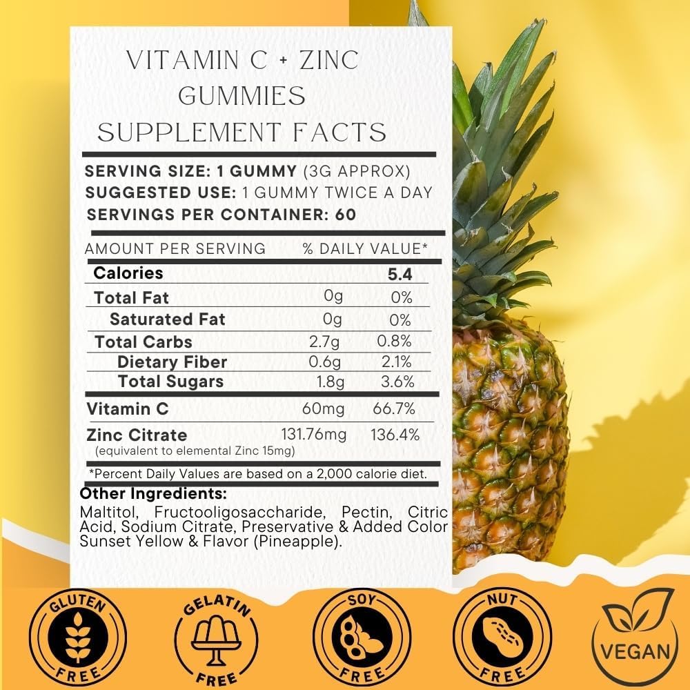 SOHM gommes vitamine C zinc: etiquette certifiée laboratoire pour fiabilité.