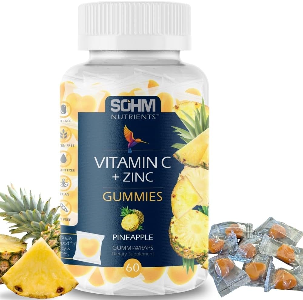 SOHM gommes vitamine C zinc: boîte 60 unités pour soutien immunitaire potentiel.