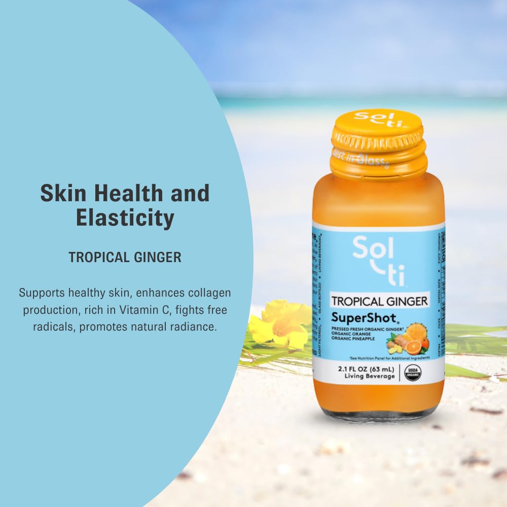 Logo certifié bio sur l'étiquette Sol-ti Shot gingembre tropical