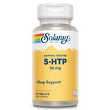 SOLARAY 5-HTP : flacon de capsules entériques 50 mg pour un usage quotidien potentiel.