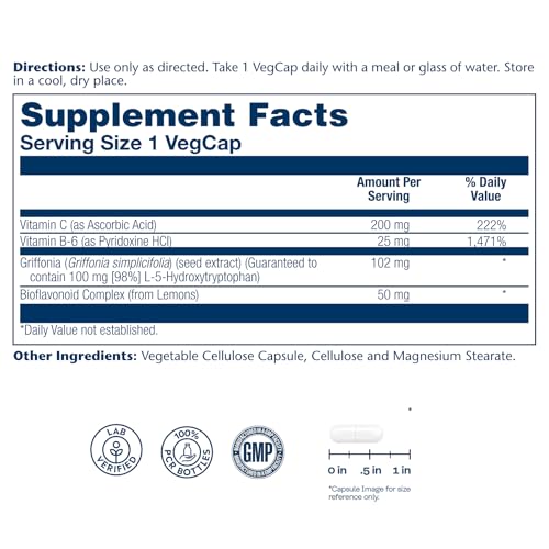 SOLARAY 5HTP – Gélules faciles à avaler, utilisation nocturne